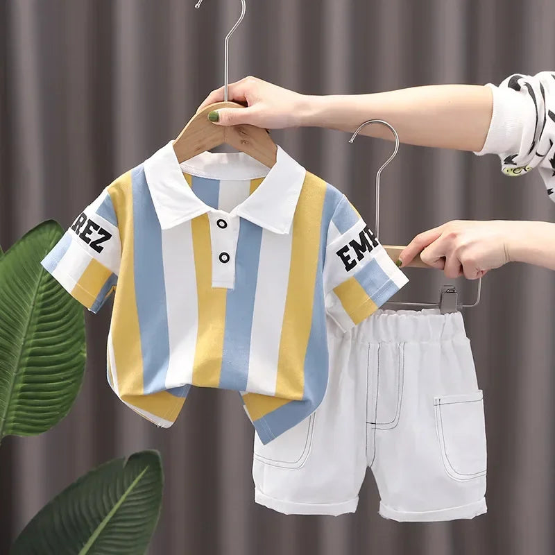 Crianças Roupas mãe Crianças Roupas Crianças Conjuntos Meninos T-shirt Shorts Verão Algodão Manga Curta moda Suit2PCS