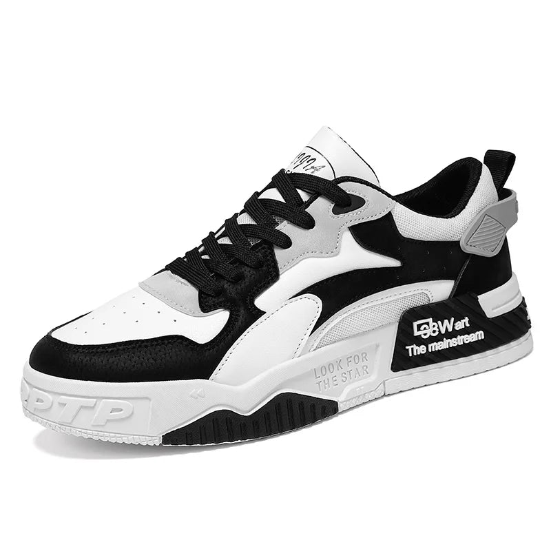 Novos Tênis Masculinos de Outono Sapatos de Plataforma Confortáveis Masculinos 2023 Tendência Lace-up Sapatos Vulcanizados Branco Tênis Casuais Tênis