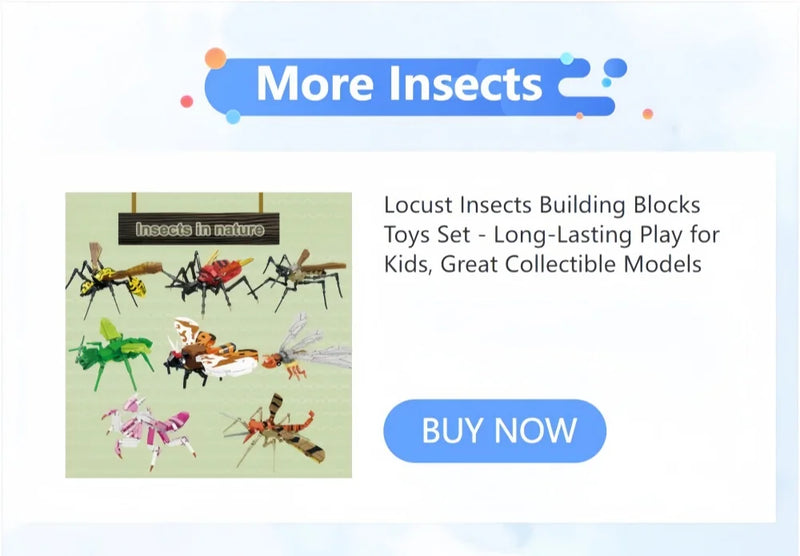 Conjunto de Brinquedos de Blocos de Construção de Insetos Joaninha - Brincadeira Duradoura para Crianças, Ótimos Modelos Colecionáveis Libélula Mantis Mosca Doméstica & Mais