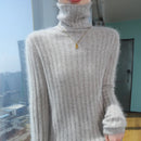 Pilha pescoço camisola mulheres 2025 outono einverno novo 100% puro vison cashmere camisola moda feminina malha pulôver de manga comprida