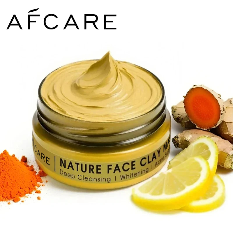 Máscara Facial de Argila com Cúrcuma e Vitamina C para Limpeza Profunda e Hidratação, Cuidados com a Pele, Máscara Facial para Remoção de Cravos e Limpeza de Poros