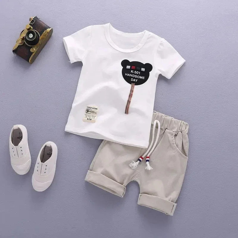 Crianças Roupas mãe Crianças Roupas Crianças Conjuntos Meninos T-shirt Shorts Verão Algodão Manga Curta moda Suit2PCS
