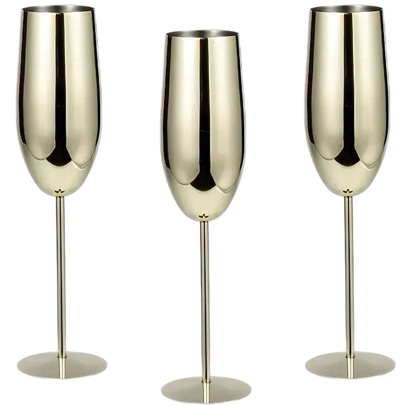 os copos de vinho altos de aço inoxidável 3PCS, projeto moderno elegante, 18oz, podem ser usados para o presente do dia do Valentim e o uso home