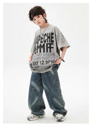 Meninas Meninos Hip Hop Dança de Salão Trajes 4 Crianças Cinza Camiseta Azul Denim Jeans Calças Jazz Dança Roupas Criança Palco Dancewear