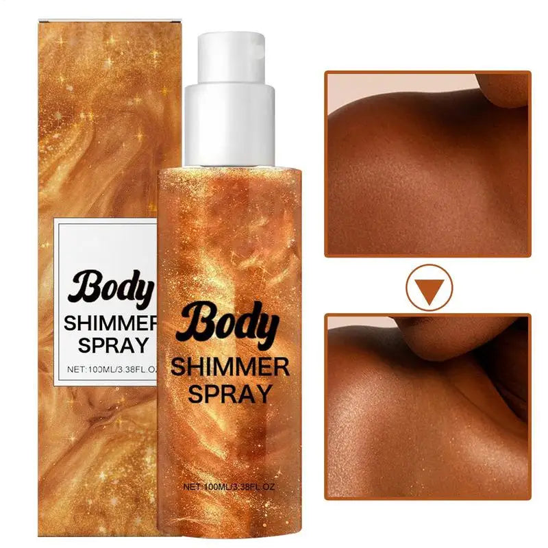 Spray de Brilho Corporal Bronze Iluminador Corporal