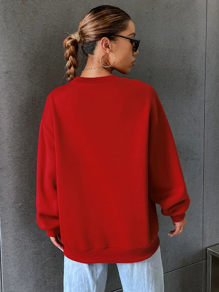 Tendência coreana Mulher Camisolas Califórnia Costa Oeste Impressão Feminino com capuz Mangas Compridas O-pescoço Pulôveres Roupas Esportivas e Ricas
