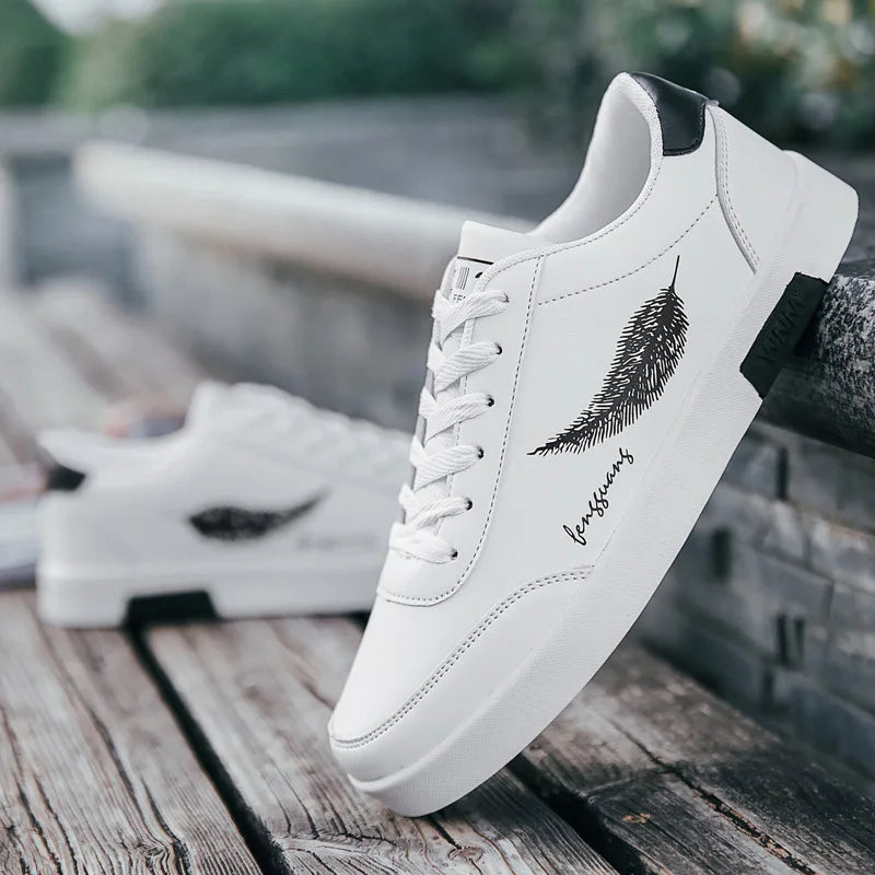 Homens brancos Calçados Esportivos Moda Homens Sapatos Casuais Homem de Couro Flats Conforto Resistente Tênis Casuais Masculinos Zapatillas De Hombre