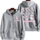 Sanrio Anime Bonito Impresso Hoodies Mulheres Dos Desenhos Animados Hello Kitty Y2k Estudantes Coreanos Moletom Solto Moda Doce Cardigan Roupas