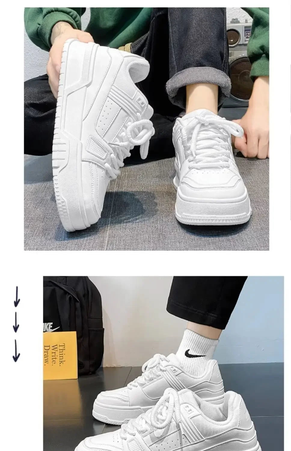 Sapatos Masculinos Black Knight Primavera Na Moda Versátil Esporte Casual Preto Puro Baixo Top Plataforma Aumentar Pão Sapatos da Moda