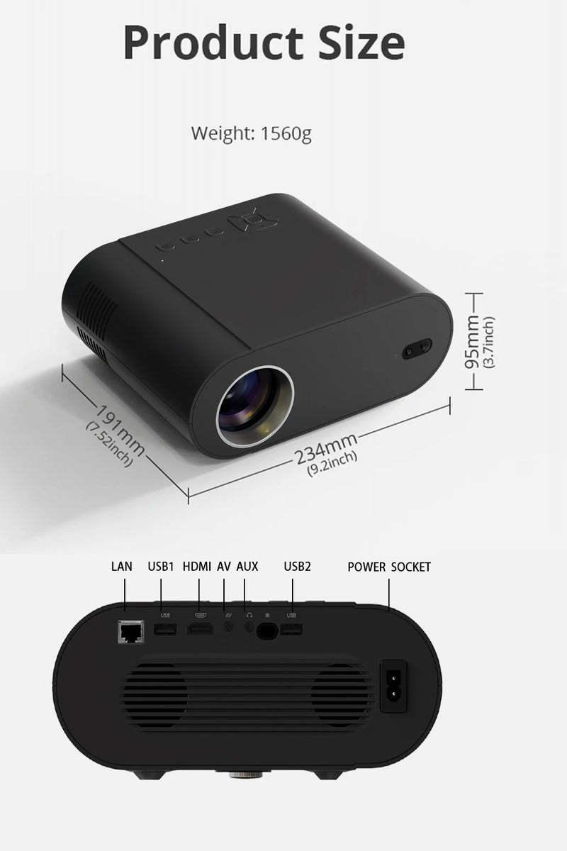 DITONG proyector 4k projetor led 1080p Android com Dual WiFi 6 e Bluetooth AutoFocus Home Theater HD Native smart home