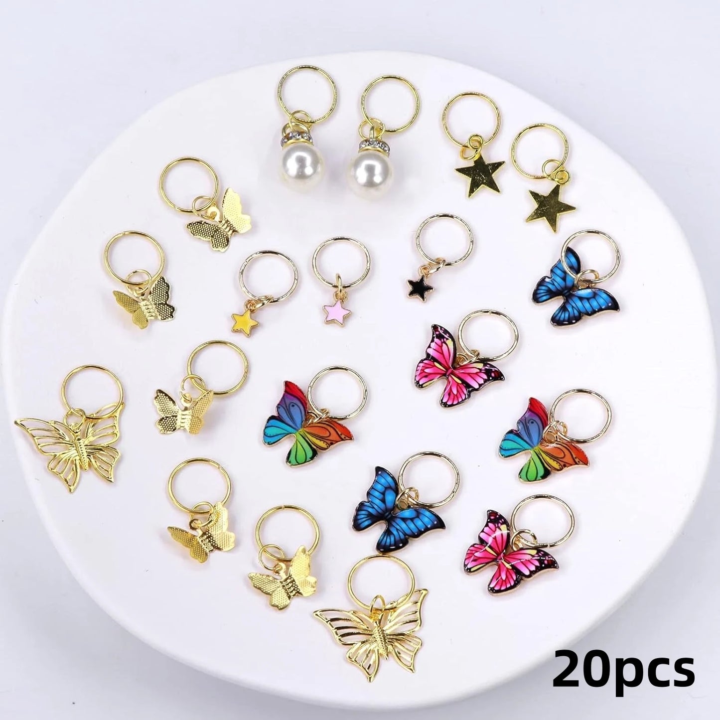 20 Peças Presilhas de Trança Borboleta Acessórios de Cabelo com Cristais Pingentes de Borboletas Coloridas Charme Pérola Brilhante Acessórios de Cabelo