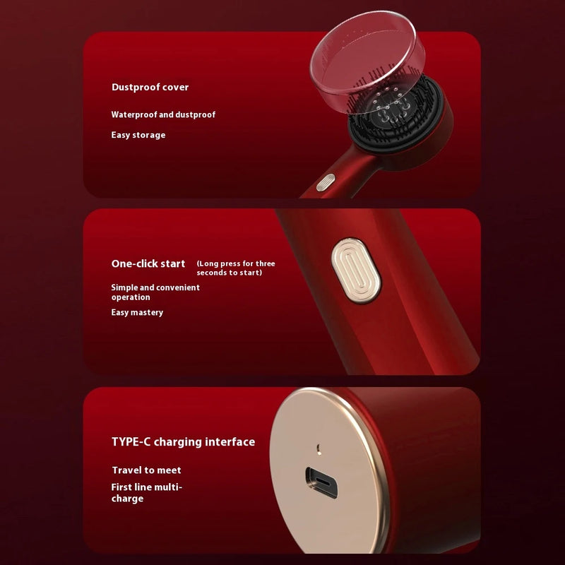 Escova de Cabelo com Luz Vermelha e Azul, Cuidados com o Cabelo, Massagem no Couro Cabeludo, Aplicador de Medicamento para o Couro Cabeludo 6/15ml, Sem Fio, Anti-Queda, Escova de Beleza