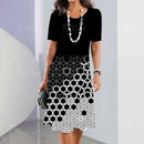 Moda Listrada Mulher Roupas Vestidos Simplicidade Imprimir Manga Curta Vestido Feminino Elegante Preto Feminino Vestido Longo Pulôver 2024