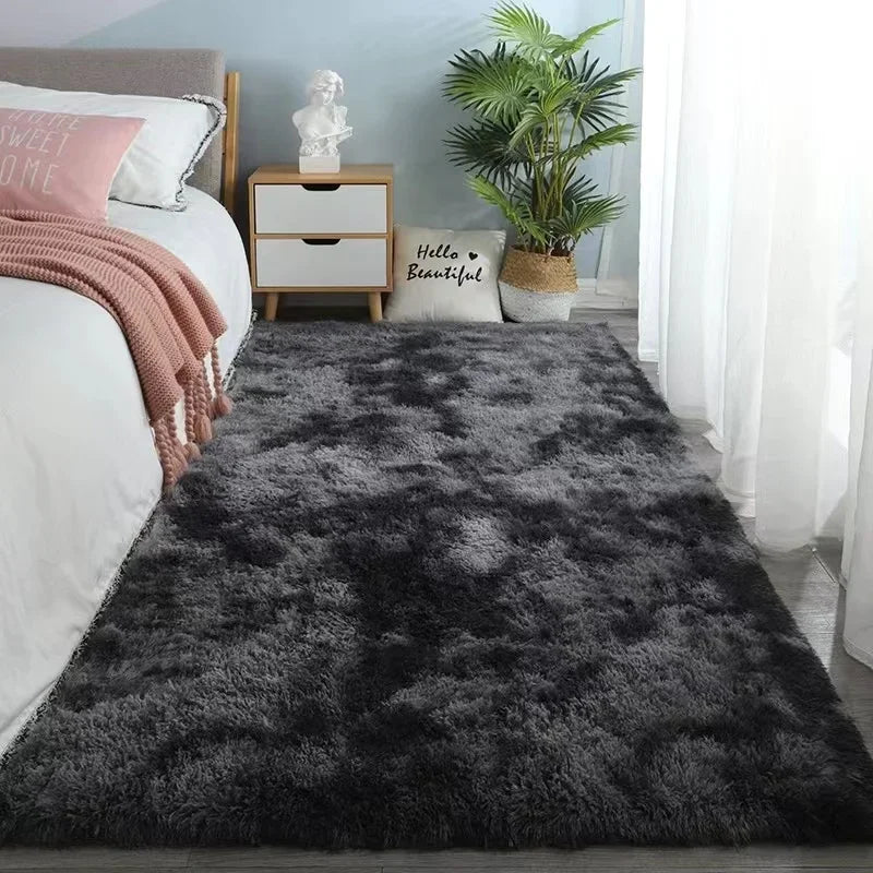 Tapete cinza para sala de estar Tapete de pelúcia Cama Quarto Chão Tapetes fofos Antiderrapantes Tapetes de decoração para casa Tapetes de veludo macio Cobertor de quarto infantil