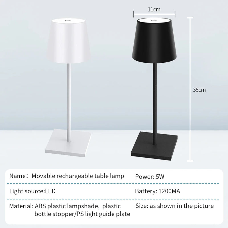 Recarregável LED Lâmpada de mesa Interruptor de toque 3 níveis Luzes de mesa reguláveis Bar Club Dinner Iluminação ambiente decorativa criativa