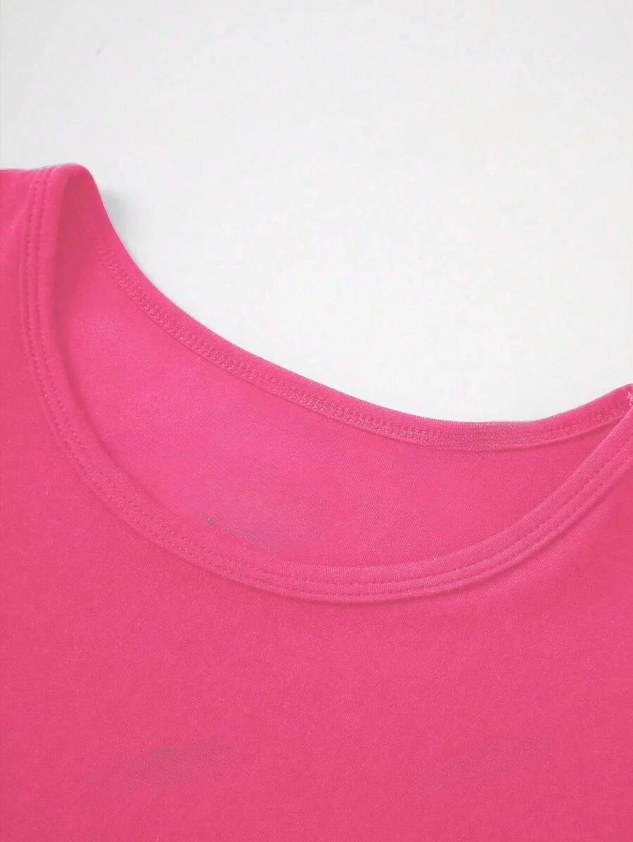 Camisetas Femininas Básicas Decote Redondo Manga Curta Tops Curtos Tops Fofos de Verão Camisetas Slim Fit Y2k Roupas 2024