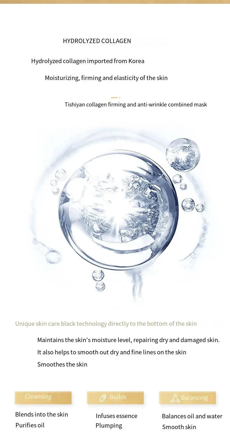 1 Caixa de Máscara em Pó Liofilizado de Peptídeo de Colágeno Set Levanta e Firme o Rosto em V Ácido Hialurônico Clareia, Hidrata e Rejuvenesce a Pele