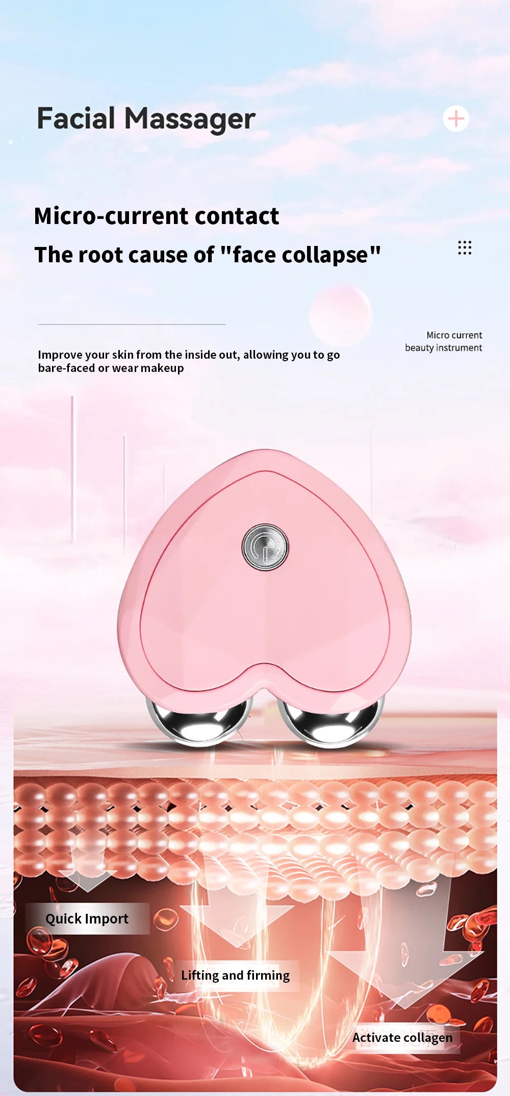 Massageador Facial Elétrico 3D com Microcorrente