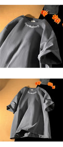 Camisetas grandes masculinas, camiseta branca de algodão 5XL para homens, casual, verão, moda, estampa de letras, gola, camisetas, roupas masculinas