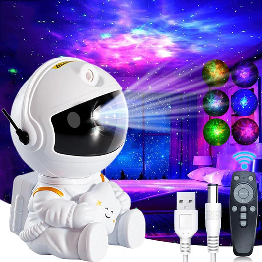 Projetor de Luz de Astronauta Galaxy Star - Projetores de Céu Estrelado, Lâmpada de Decoração para Quarto, Nebulosa, Luz Noturna de LED, Presente para Crianças e Adultos