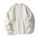Suéter de gola redonda, cor sólida, básico, masculino, feminino, outono, inverno, parcimonioso, simples, casal, suéter de malha, quente, macio