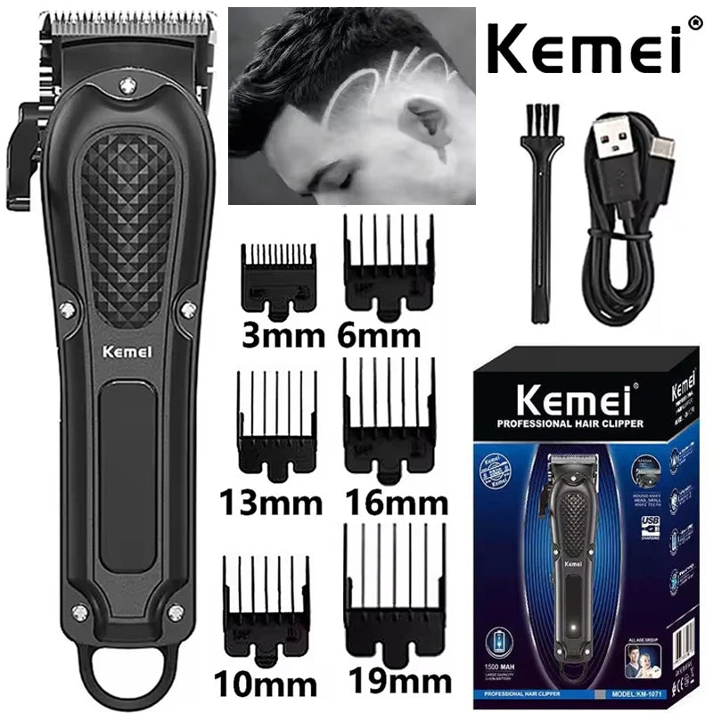 Kemei KM-1071 Máquina de cortar cabelo elétrica UBS Aparador de barba sem fio recarregável Homens Poderoso cortador de cabelo elétrico Ferramenta de corte