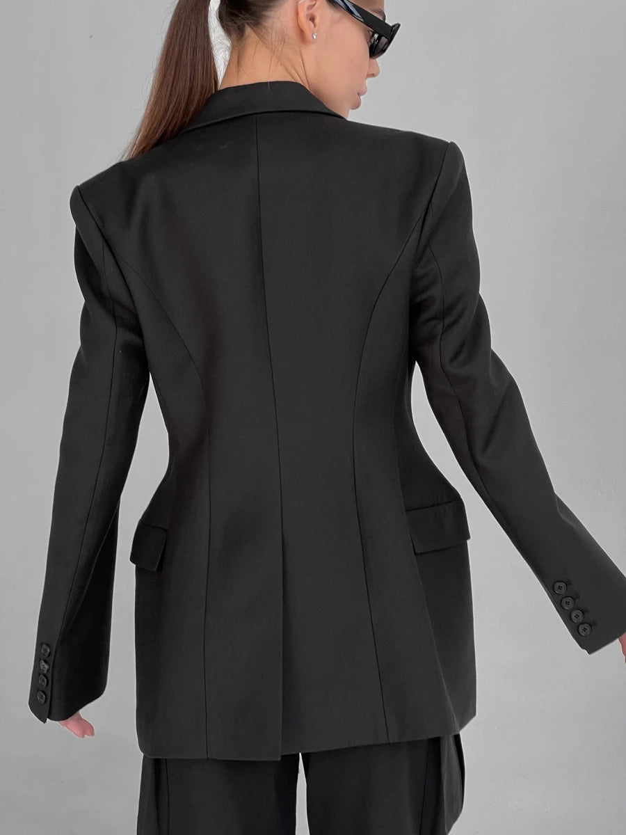 Bornladies Outono Inverno Cintura Fina Chic Blazer Casacos Senhoras Escritório Senhoras Trespassado Moda Ternos Jaqueta Roupas Femininas