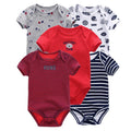 Kiddiezoom 5 Pçs/lote Quatro Estações Moda Dos Desenhos Animados de Manga Curta Do Bebê Menino Menina Bodysuits Macio 100% Algodão Recém-nascido Onesies Roupas