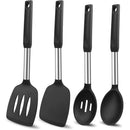 4 PCS Silicone Cozinha Panelas Espátula Coador Utensílios de Cozinha Aço Inoxidável Espátula com Vazamento Antiaderente Panelas Ferramentas de Cozinha