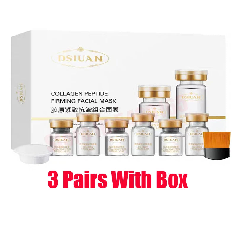 1 Caixa de Máscara em Pó Liofilizado de Peptídeo de Colágeno Set Levanta e Firme o Rosto em V Ácido Hialurônico Clareia, Hidrata e Rejuvenesce a Pele