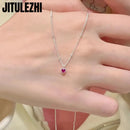 925 Colar de Prata Esterlina Pingente Para Mulheres Jóias Amor Colar Pequeno Mini Pingente de Coração Vermelho Simples Colar Em Forma de Coração
