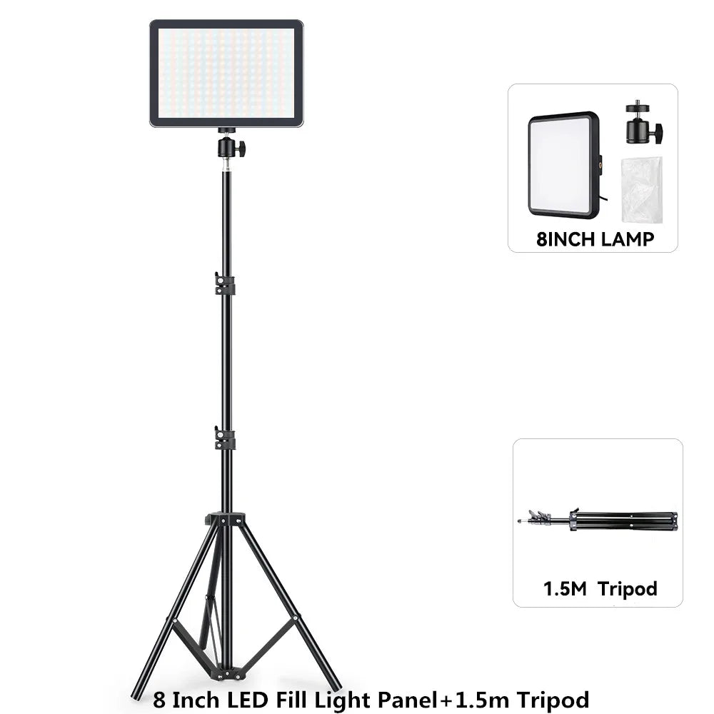 Luz de Videoconferência LED para Fotografia, Luz de Preenchimento Dimmable para Estúdio de Fotografia, Lâmpada de Preenchimento para Transmissão ao Vivo no Tiktok e Youtube