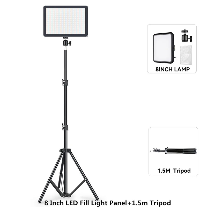 Luz de Videoconferência LED para Fotografia, Luz de Preenchimento Dimmable para Estúdio de Fotografia, Lâmpada de Preenchimento para Transmissão ao Vivo no Tiktok e Youtube