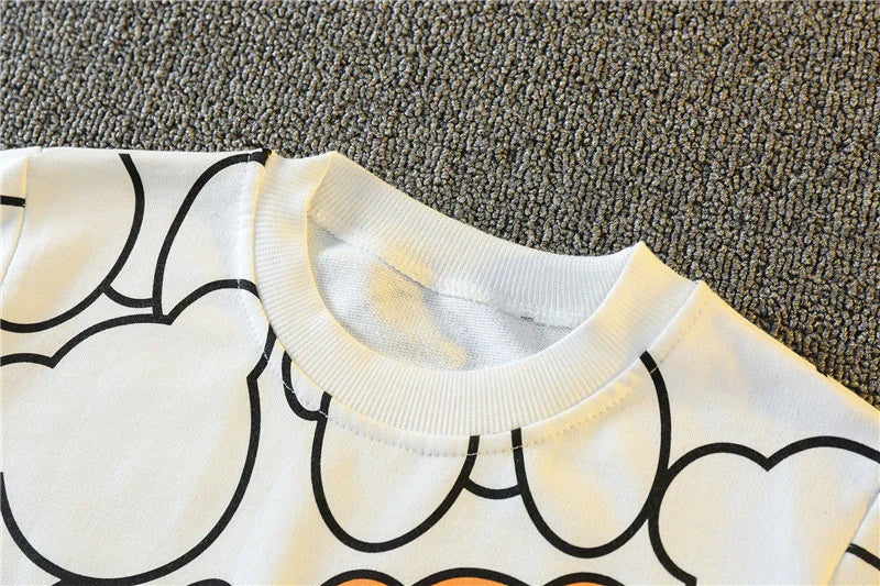 Nova Primavera Outono Bebê Menina Roupas Crianças Meninos Moda Cartoon T-Shirt Calças 2 Pçs/Sets Criança Traje Esportivo Crianças Fatos de Treino