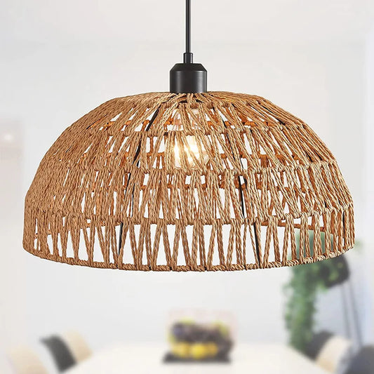 Mais novo estilo japonês corda de cânhamo tecida luzes pendentes B&B restaurante pastoral sala de chá pousada bar quarto rattan iluminação interna Quente