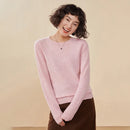 Pulôver feminino outono/inverno 100% puro suéter de caxemira casual suéter de malha gola redonda solto Tops básico versátil Blusa