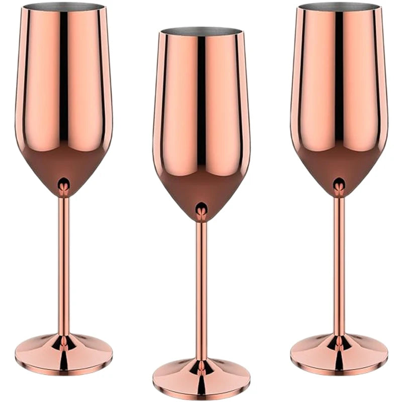 os copos de vinho altos de aço inoxidável 3PCS, projeto moderno elegante, 18oz, podem ser usados para o presente do dia do Valentim e o uso home