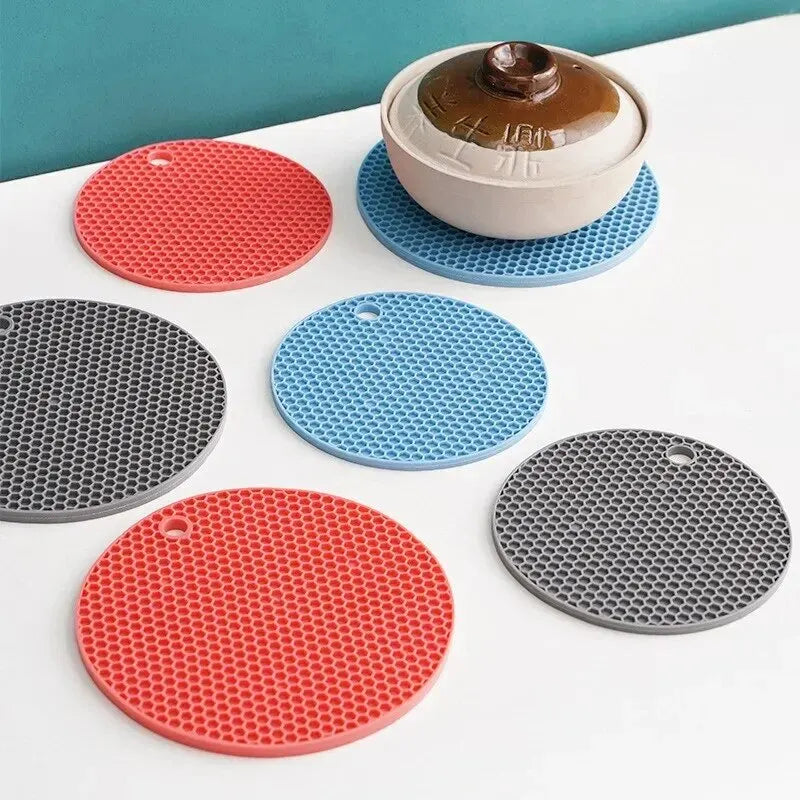Tapete de silicone redondo resistente ao calor Copos de bebida Porta-copos Isolamento Suporte de panela antiderrapante Engrossar mesa Placemat Acessórios de cozinha