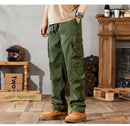 2024 Novas Calças Cargo Masculinas Soltas de Perna Reta Multi-Bolso Calças de Trabalho Vintage Calças Casuais Versáteis Modernas Primavera Outono