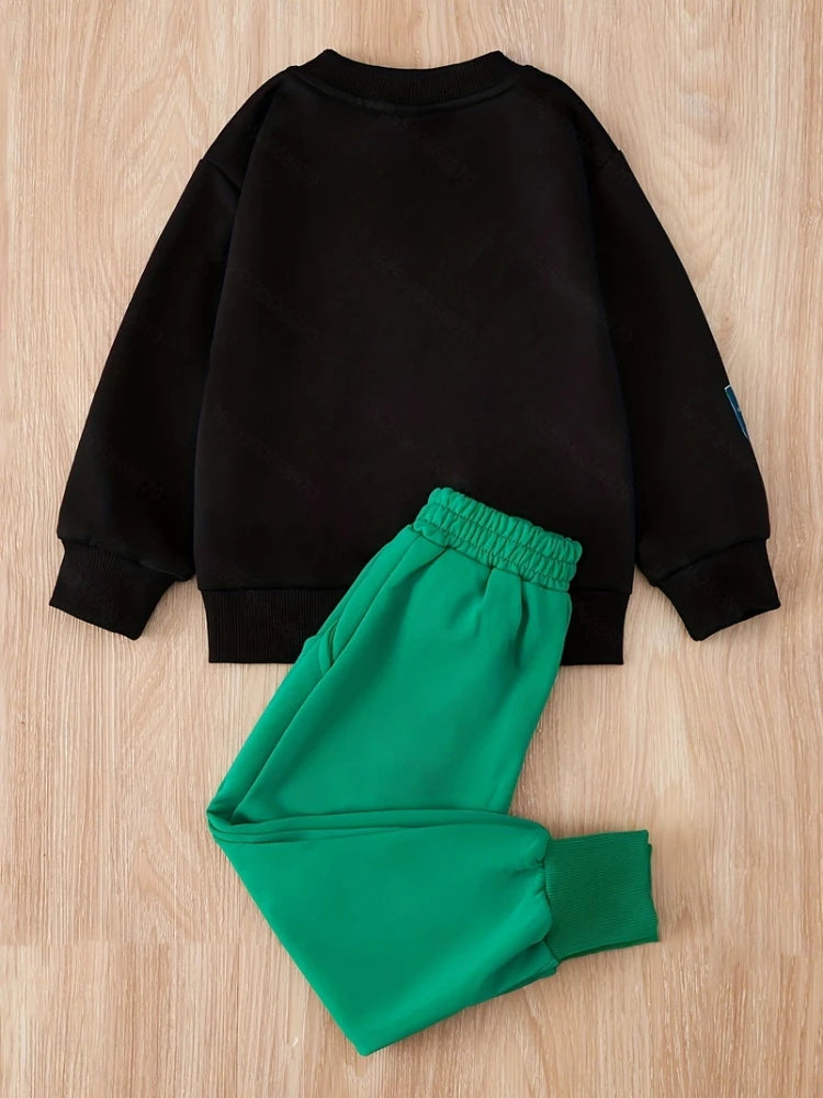 Outono Crianças Menino Conjunto de Roupas Bebê Meninas Dos Desenhos Animados Bordado Urso Camisolas Pullover Top e Calças Terno Adolescente Fatos de Treino