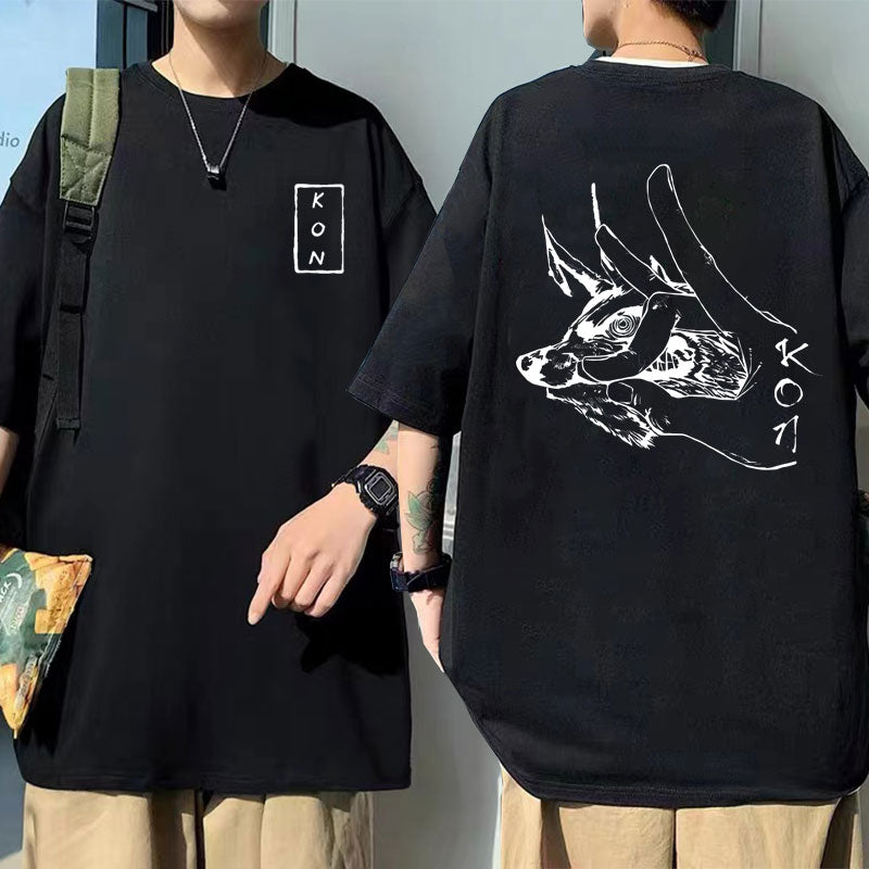 Camiseta masculina de desenho animado de anime japonês Kon, camiseta esportiva solta de corrida, camiseta grande de manga curta de algodão, camiseta masculina de verão