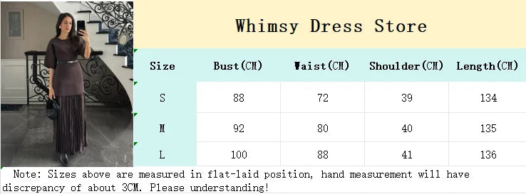 2025 Chic Splicing Brown Meia Manga Maxi Vestido Feminino Casual Plissado A Linha Slim Vestidos Femininos Escritório Comutar Vestes de Rua