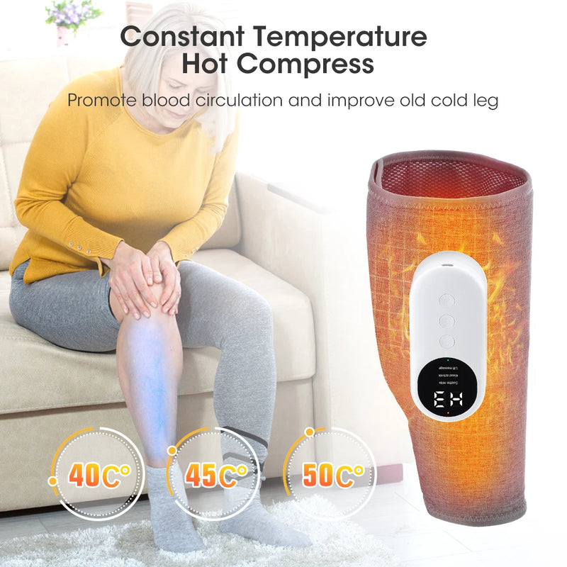 Massageador de Panturrilha Elétrico com Aquecimento, Amassamento e Pressão de Ar - Massageador de Pernas para Circulação Sanguínea, Compressão de Ar para Pernas, Sem Fio