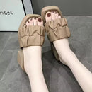 Verão de salto alto casual feminino boca de peixe sapatos sapatos femininos à venda 2024 moda nova dedo do pé quadrado anti-rugas chinelos femininos