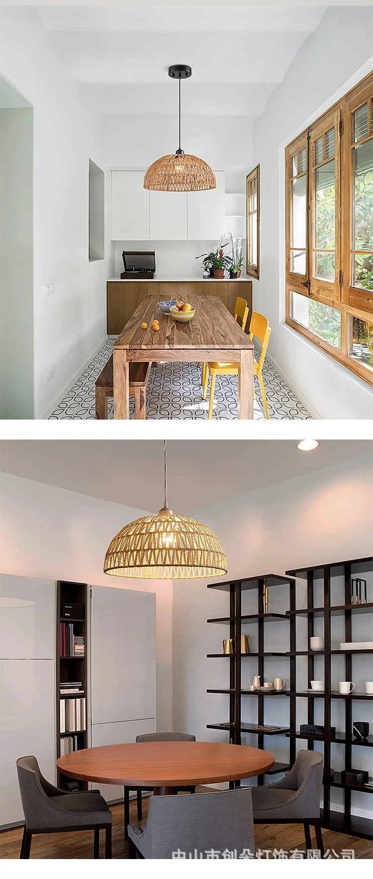 Mais novo estilo japonês corda de cânhamo tecida luzes pendentes B&B restaurante pastoral sala de chá pousada bar quarto rattan iluminação interna Quente
