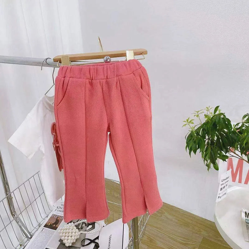 Conjunto de roupas de verão para bebês meninas Camiseta de urso dos desenhos animados infantil e calças largas Terno Crianças de manga curta Top Bottom Tracksuit