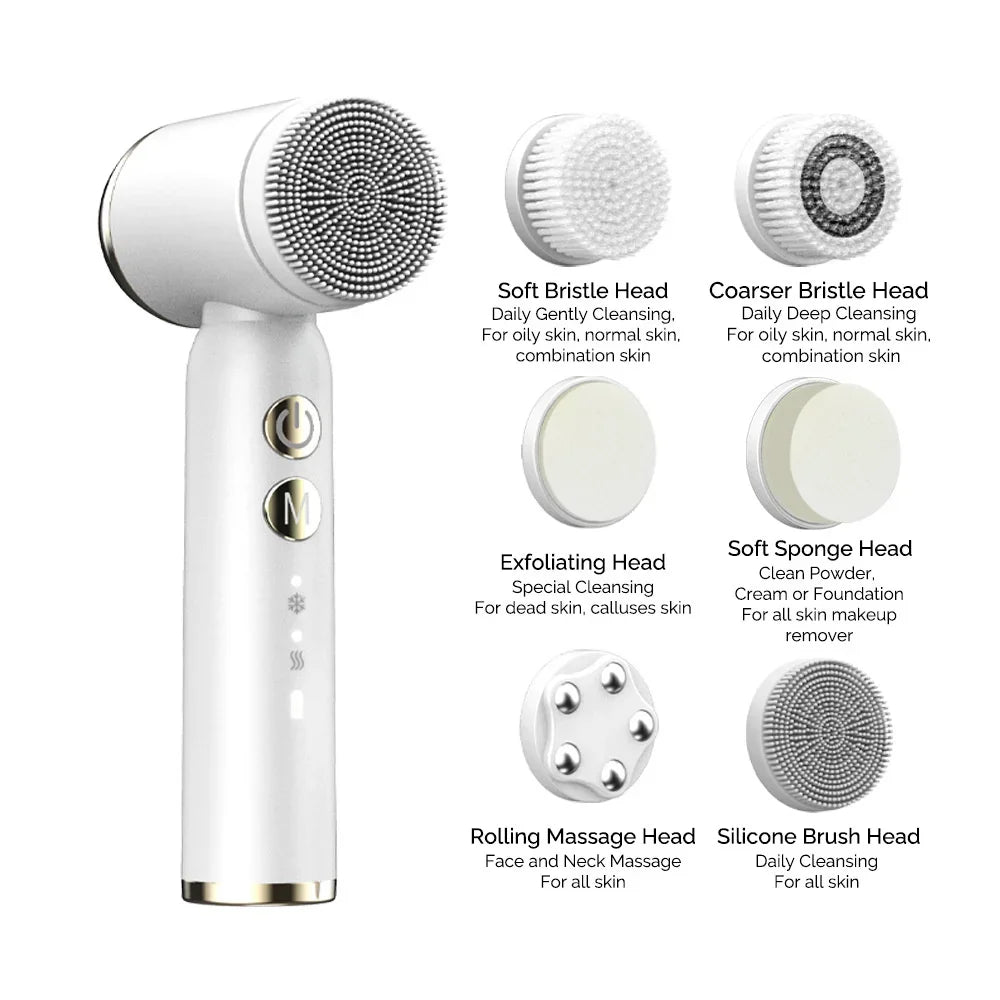 Escova de Limpeza Elétrica 6 em 1 Limpador Facial Ultrassônico