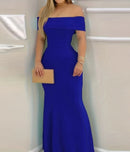 Mulheres Vestido de Noite 2024 Primavera/Verão Mais Recente Inteligente Côr Sólida Vermelho Temperação Um Ombro Festa Apertado Saia Longa