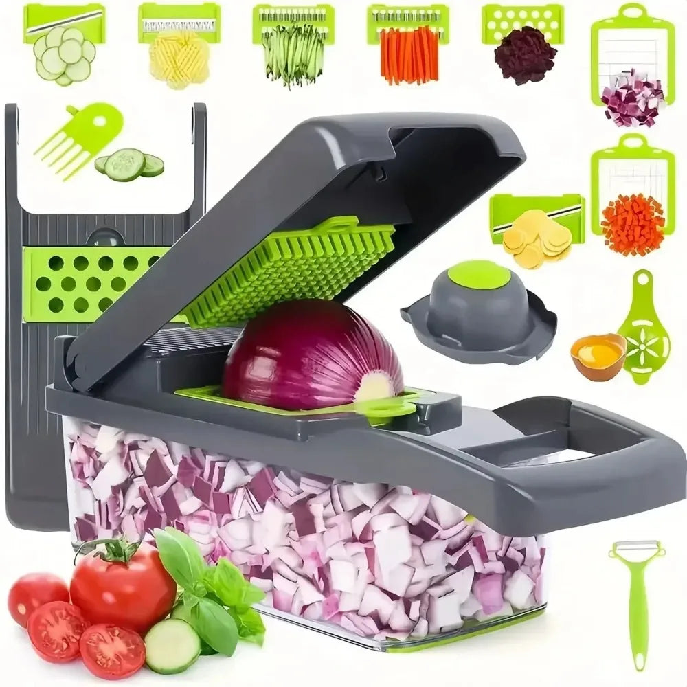 16/25 em 1 Cortador Multifuncional de Legumes com Cabo Ralador de Alimentos Cortador de Legumes Fatiador Picador Itens de Cozinha Ferramenta de cocina