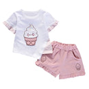 2 Pcs Criança Bebê Crianças Meninas Conjunto de Roupas de Manga Curta T-shirt Tops + Shorts Outfit Crianças Algodão Tops Calças Set